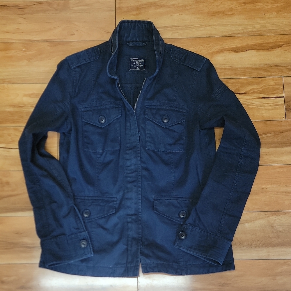 Abercrombie & Fitch Size SMALL Navy Cotton Cinch Waist Utility Jacket